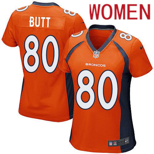 Women Denver Broncos #80 Jake Butt Nike Orange Game Player NFL Jersey->women nfl jersey->Women Jersey